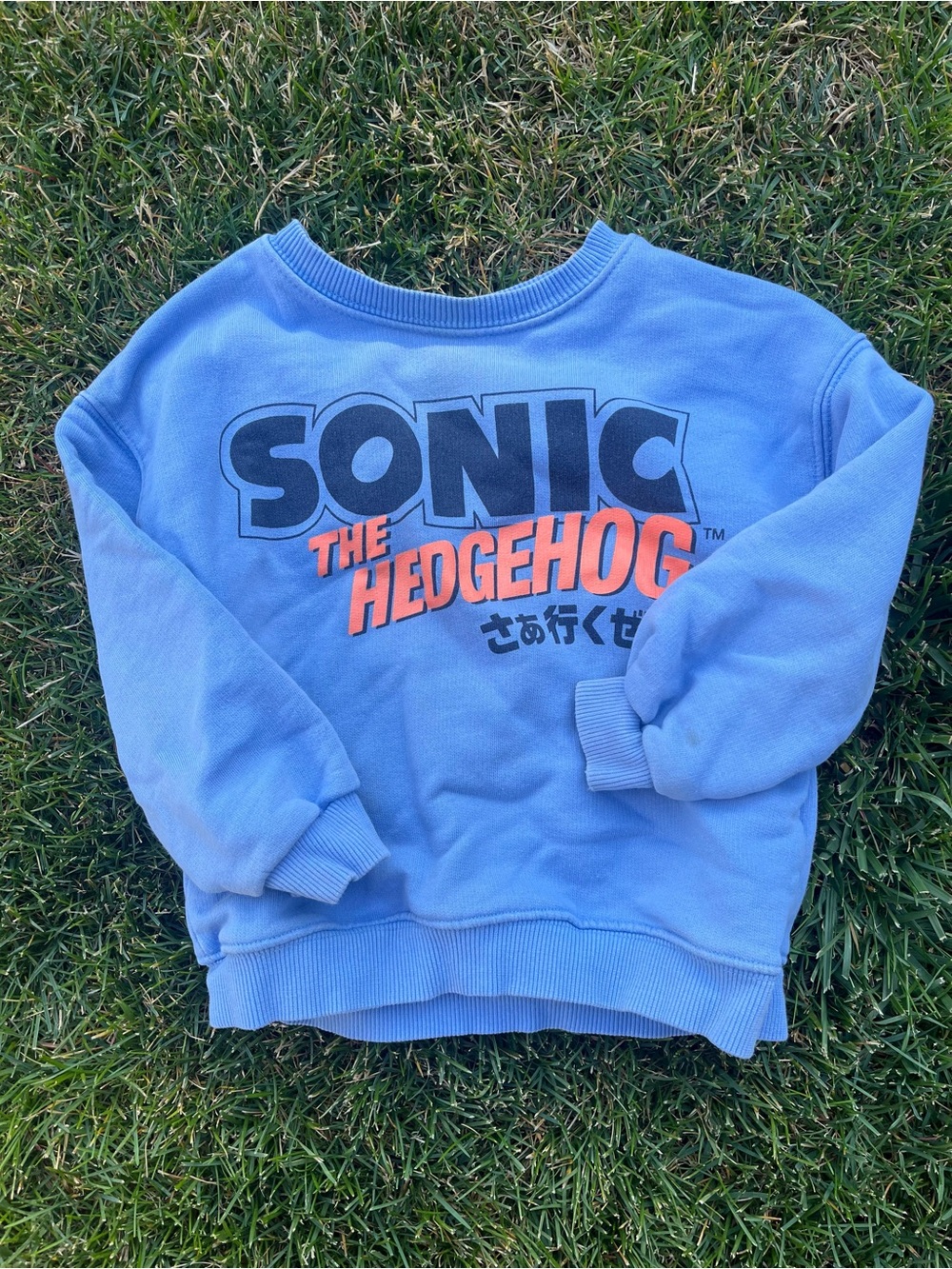 Zara Blue Sonic the Hedgehog Sweatshirt with Orange Logo